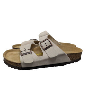 Birkenstock Arizona Suede Leather Sandals Womens 7 EU38 Neutral Comfort Boho
